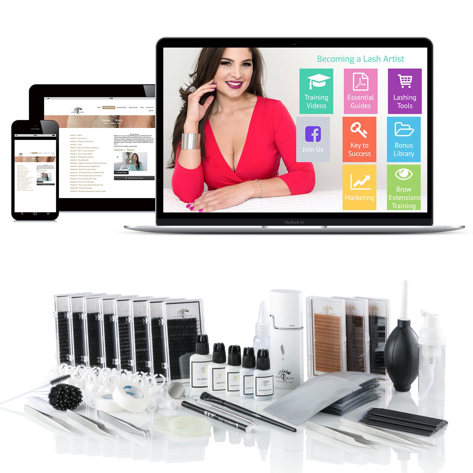 Accredited online lash training and certification course for classic lashes volume lashes mega volume lashes and brow extensions by Lash BLVD